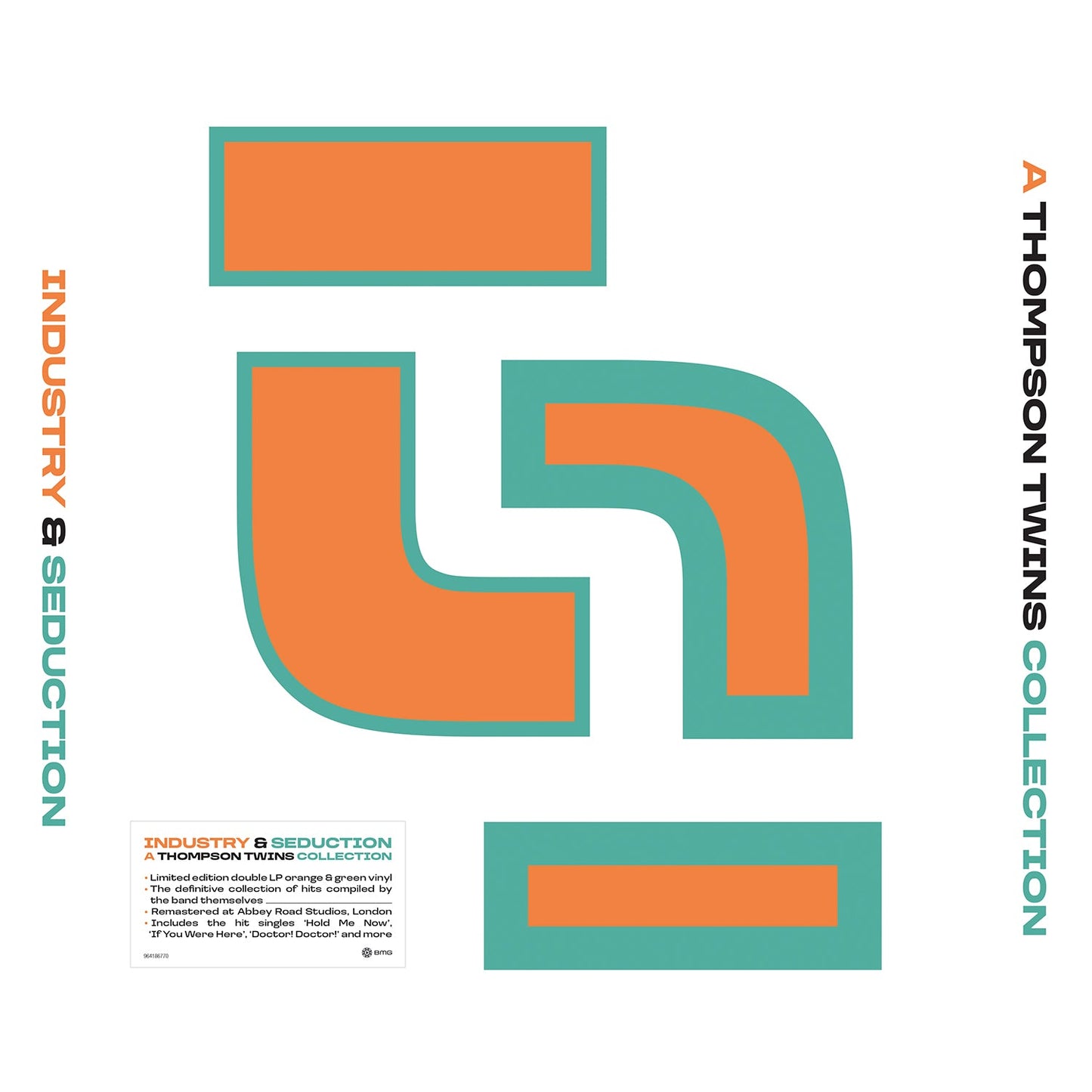 Album cover for Thompson Twins’ “Industry & Seduction” with bold geometric shapes.