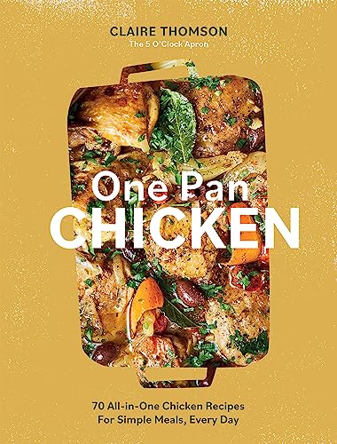 Cookbook cover featuring roasted chicken and vegetables in a baking pan.