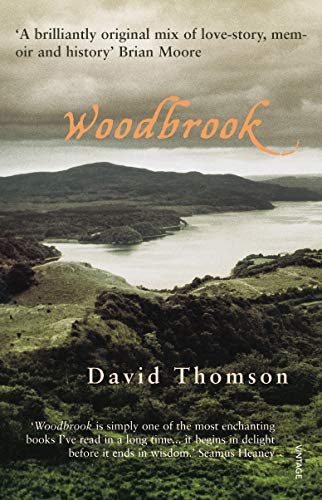 Book cover for "Woodbrook" by David Thomson, featuring a landscape.