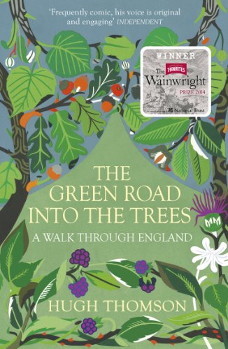 Book cover: green trees, birds, and the title "The Green Road Into The Trees.