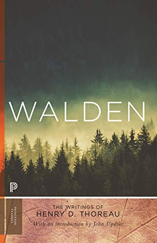 Book cover of Walden by Henry D. Thoreau featuring a misty forest landscape.