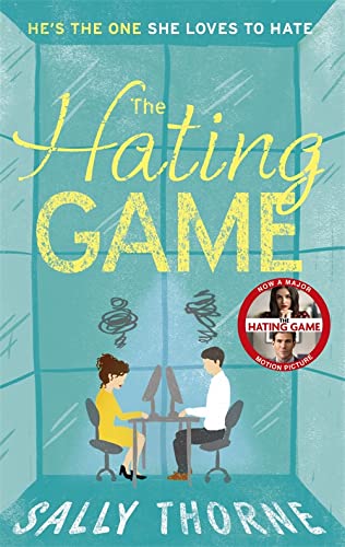 Book cover: “The Hating Game” with illustrated figures at office desks.