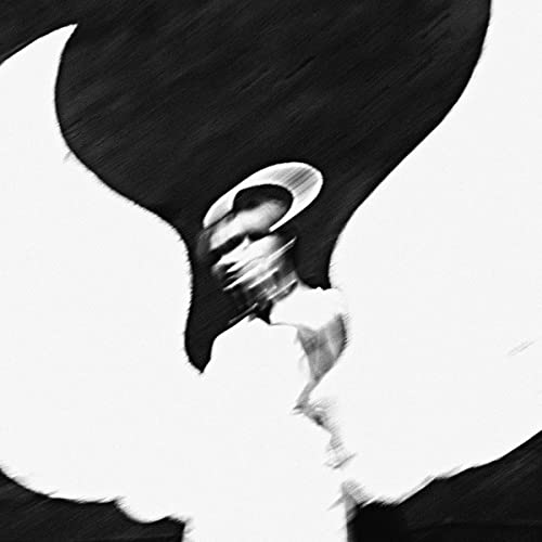 Black and white abstract portrait of a person with a halo.