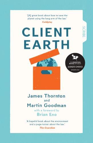 Book cover: “Client Earth” with an open orange box and Earth inside.