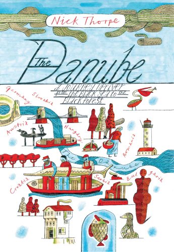 Book cover with illustrated river landscape and title “The Danube.”
