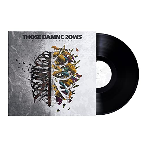 Those Damn Crows" vinyl record with split, dark and floral cover art.