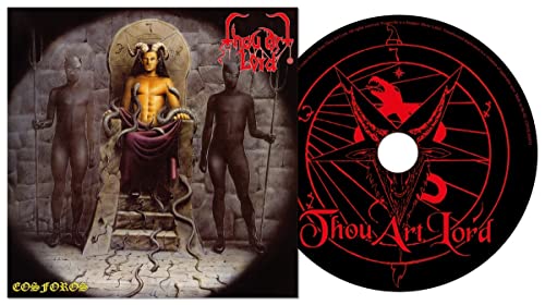 CD cover: demonic figure on a throne, flanked by cloaked figures.