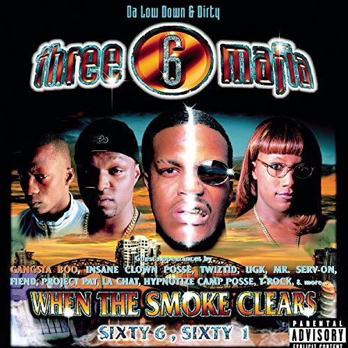 CD cover for Three 6 Mafia’s “When the Smoke Clears” featuring four rappers.