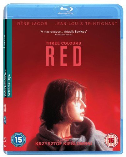 Blue-ray case with red cover featuring a woman's profile against a red background.