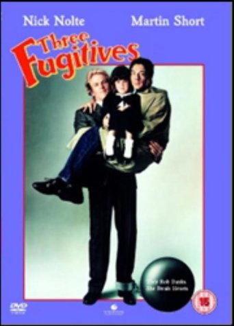 Nick Nolte and Martin Short carry a young girl on the Three Fugitives DVD cover.