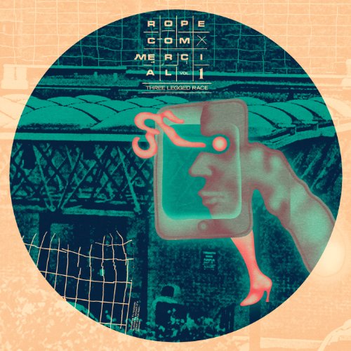 Vinyl record cover with abstract illustration of a runner and netting.