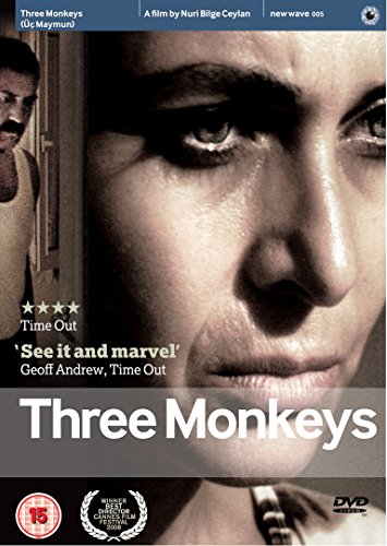 DVD cover for "Three Monkeys" featuring a close-up of a woman’s face.