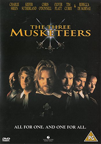 DVD cover for The Three Musketeers featuring the cast against a black background.