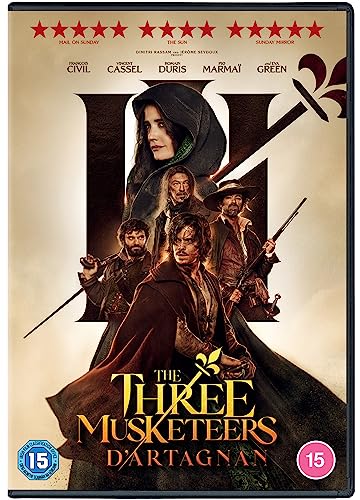 DVD cover for “The Three Musketeers: D’Artagnan” featuring cast portraits.