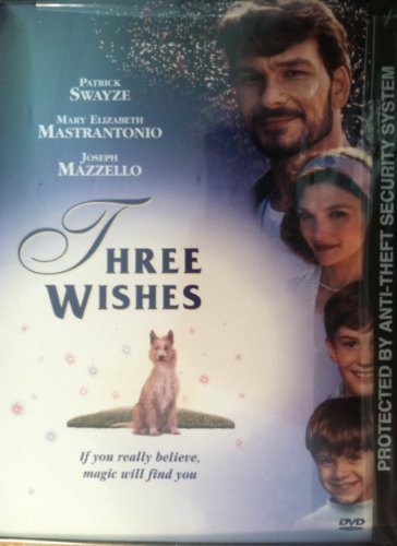 Three Wishes" DVD cover featuring Patrick Swayze, a dog, and two children.
