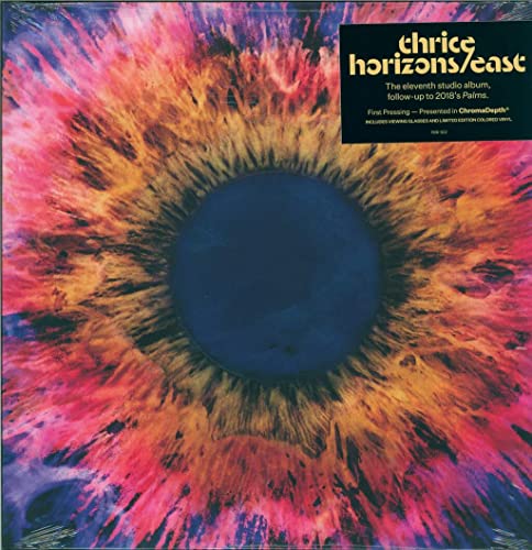 Thrice “Horizons/East” vinyl record with an abstract eye-like cover.