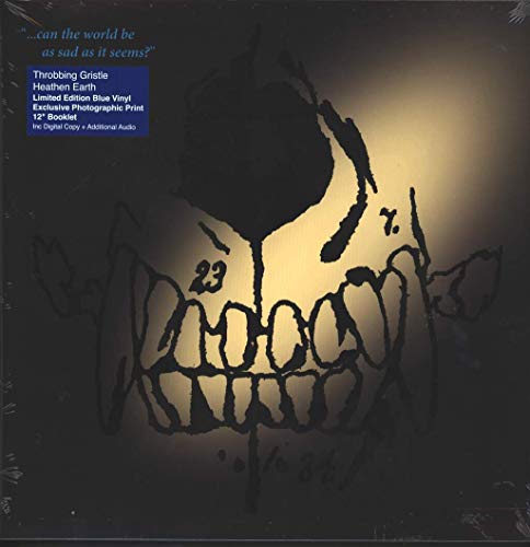 Throbbing Gristle “Heathen Earth” blue vinyl record with skull artwork.
