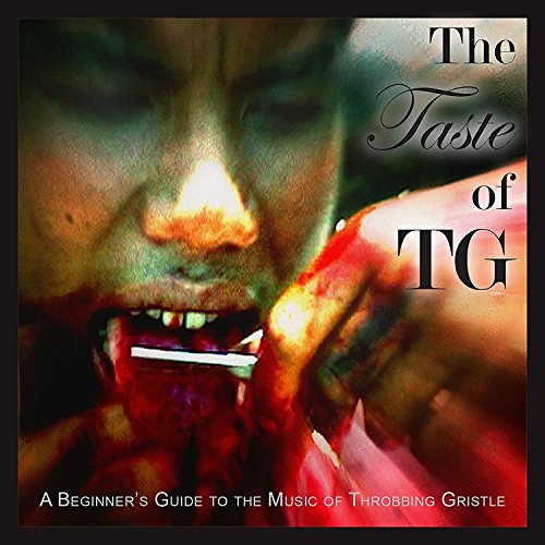 A person with a bloody mouth holds a white object, titled The Taste of TG.
