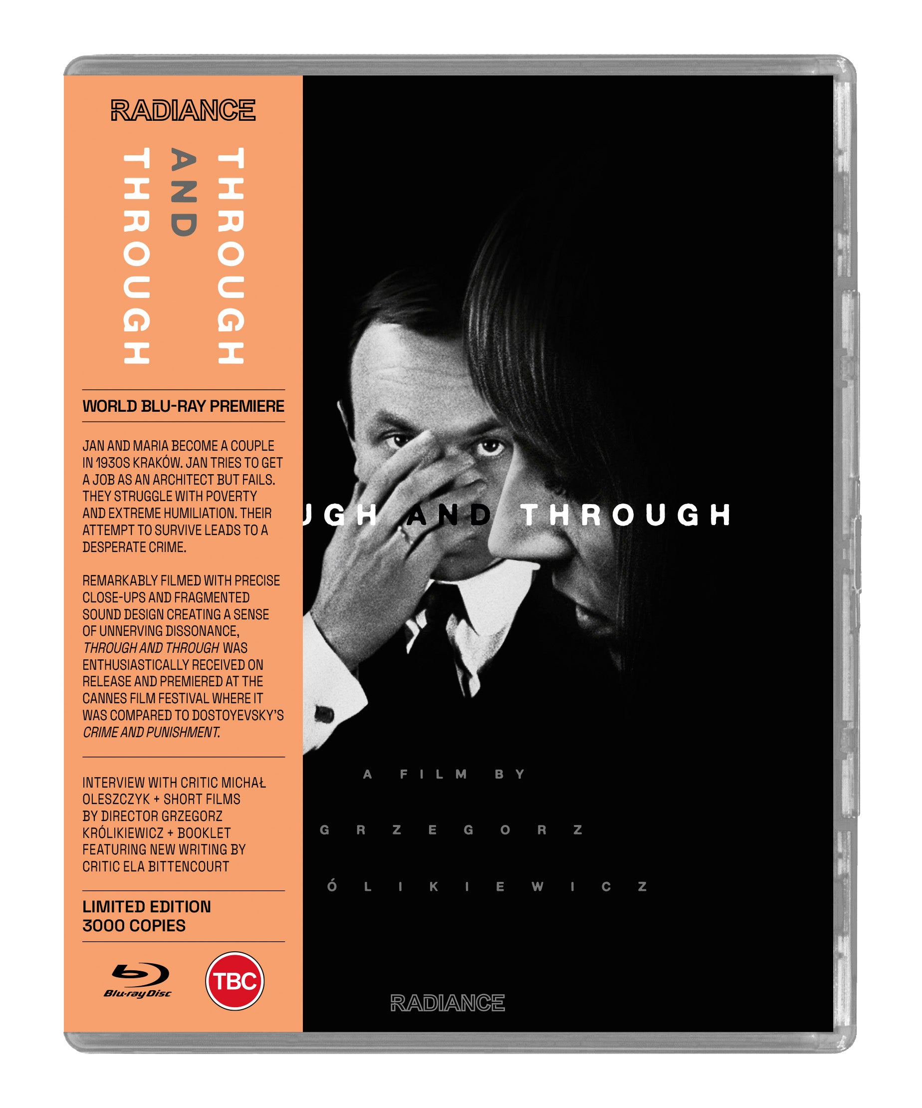 Blu-ray cover for “Through and Through” featuring a man in shadow.