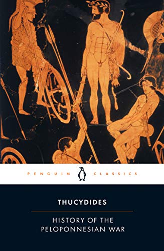 Book cover depicting ancient Greek warriors and a chariot, "History of the Peloponnesian War.
