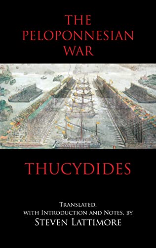 Book cover for “The Peloponnesian War” by Thucydides, with a naval battle scene.
