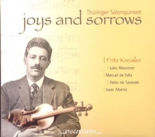 CD cover featuring a man with a violin and text "joys and sorrows".