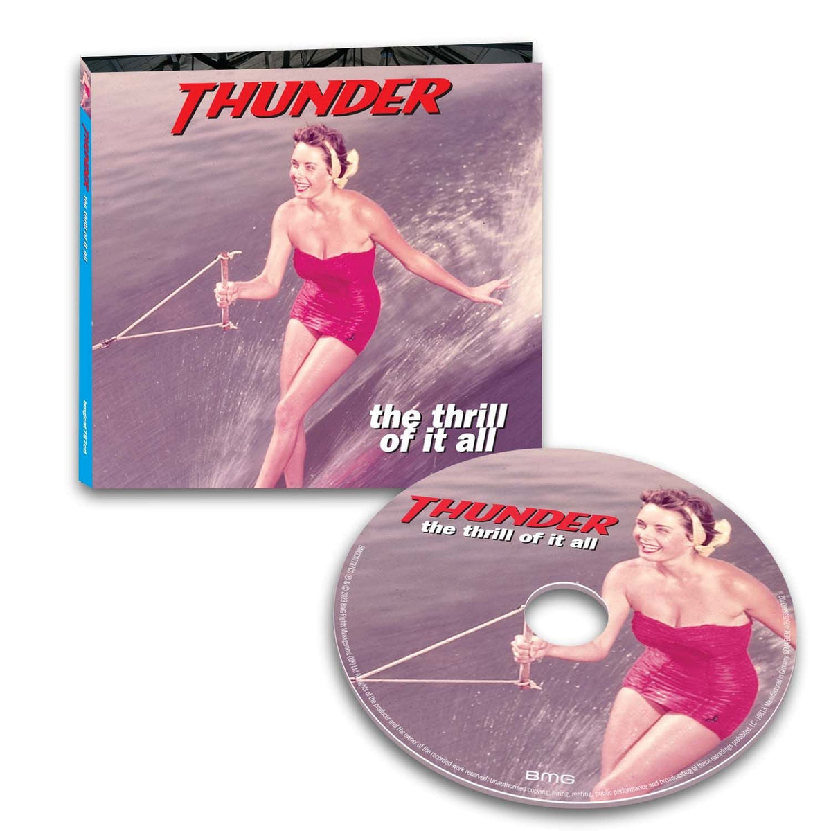 CD cover: woman water skiing, red and white text, "Thunder" logo.