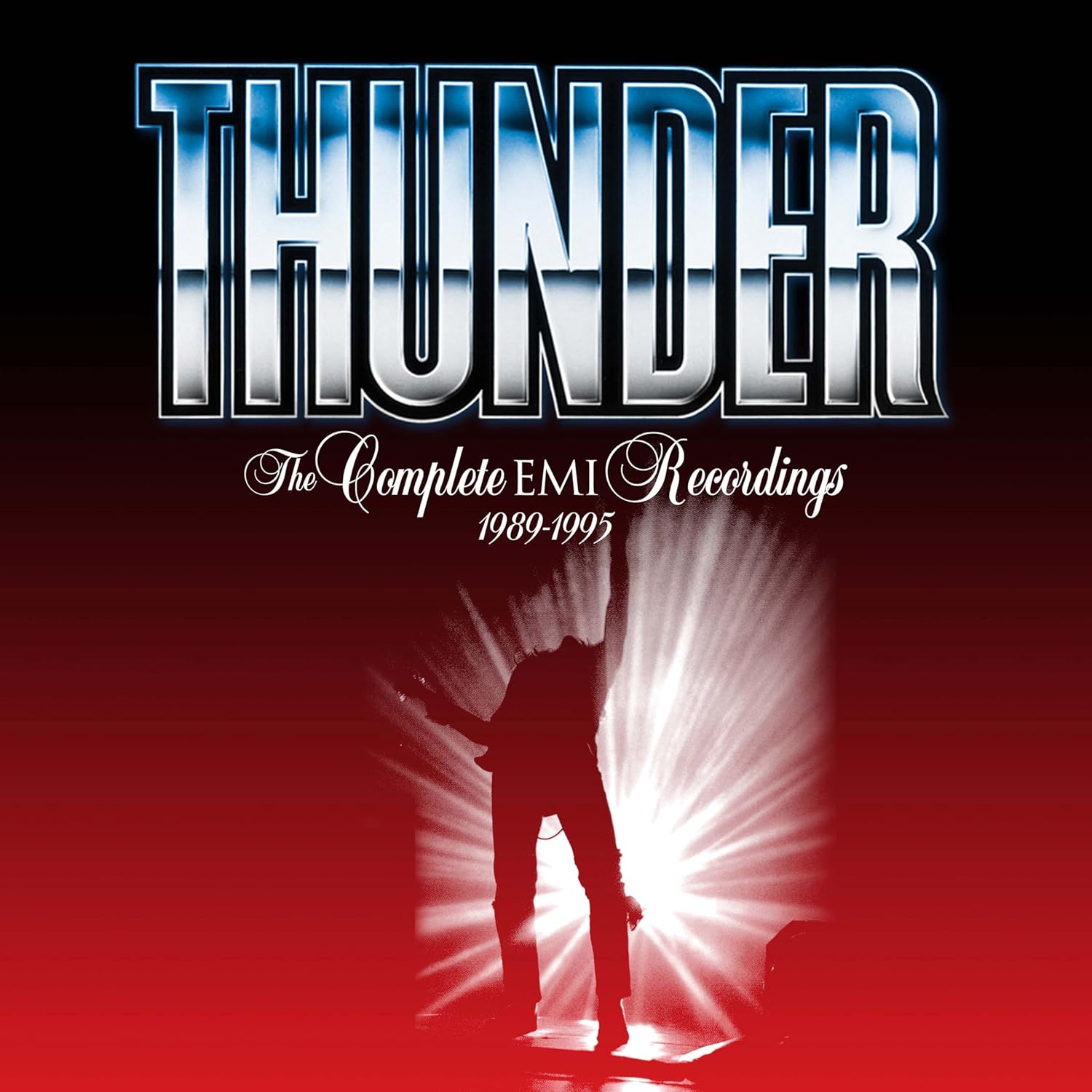 Album cover for Thunder’s “The Complete EMI Recordings 1989-1995” featuring a silhouetted musician.