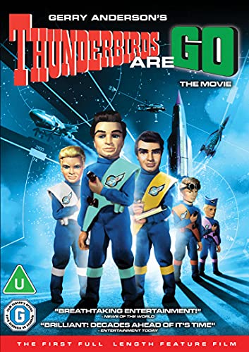 Thunderbirds Are Go" movie DVD cover featuring the characters and vehicles.