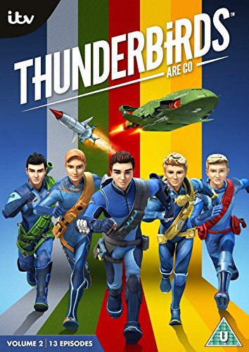 Thunderbirds Are Go" Volume 2 DVD cover featuring characters and vehicles.