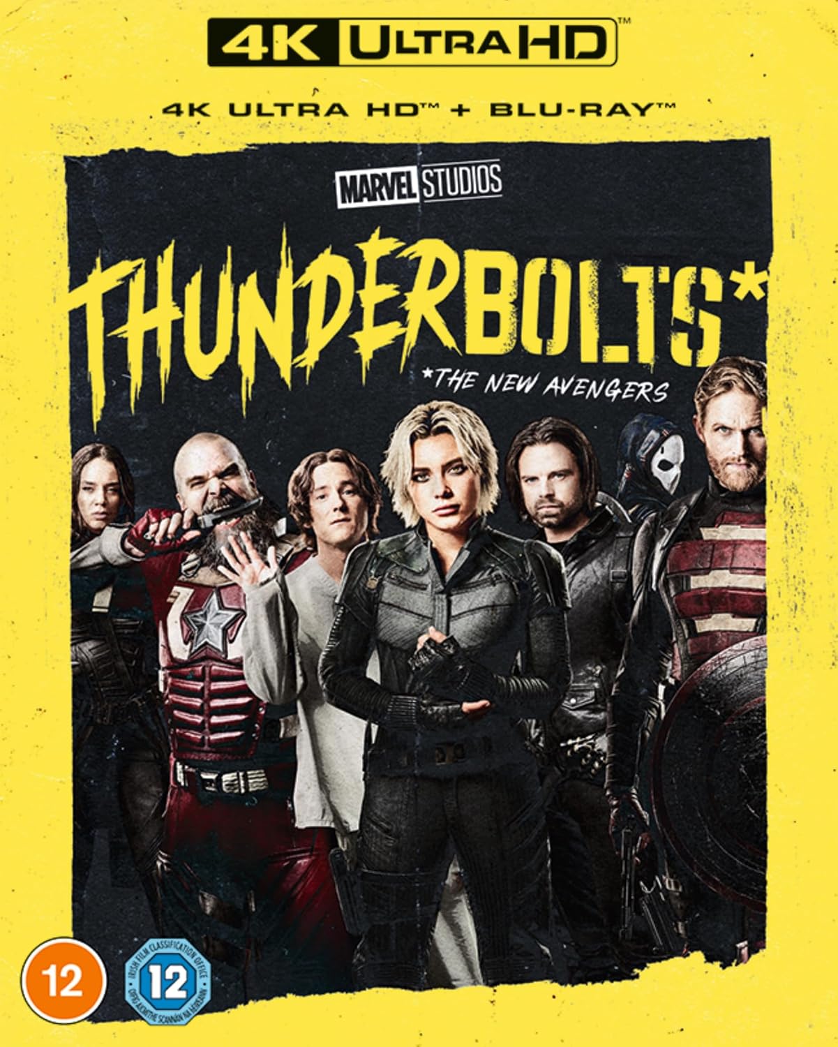 Blu-ray cover for “Thunderbolts*” featuring a group of Marvel characters.