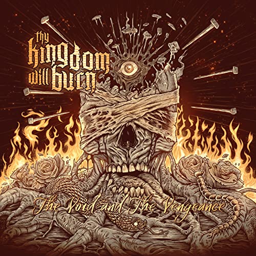 CD cover with skull, flames, roses, snake, and ornate details.