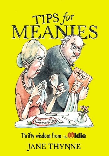 Book cover with cartoon illustration of a frugal elderly couple.