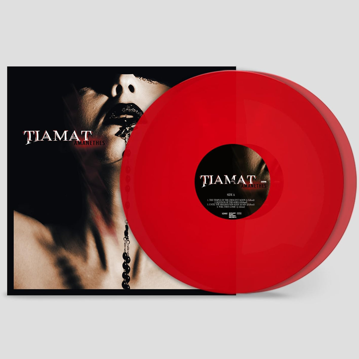 Tiamat Amanethes vinyl record album cover and a bright red vinyl disc.