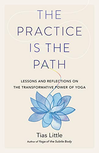 Book cover with blue title, lotus flower, and author Tias Little.