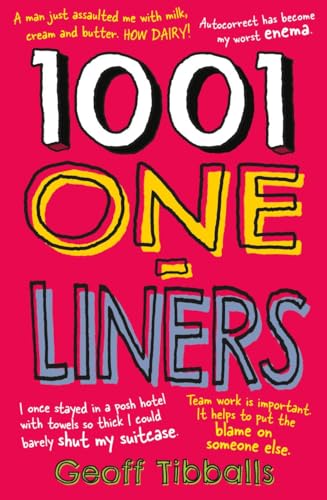 Book cover with colorful, illustrated title "1001 One-Liners" and sample jokes.