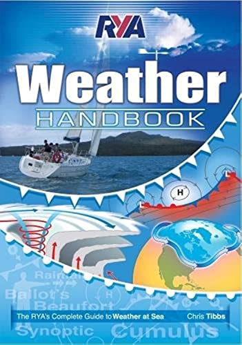 Book cover titled RYA Weather Handbook featuring a sailboat on water and weather diagrams.