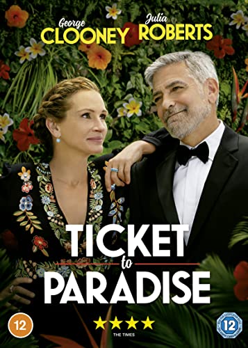 Julia Roberts and George Clooney pose against a tropical floral background on the DVD cover.