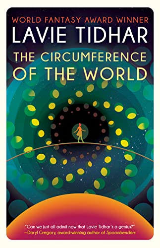 Book cover: "The Circumference of the World" with swirling, colorful abstract art.