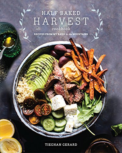 Cookbook cover with a colorful bowl of food and the title “Half Baked Harvest.”