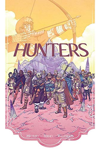 Comic book cover showing a large archer above a group of diverse fantasy warriors.