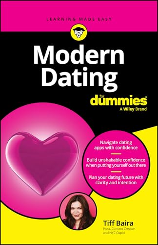 Book cover: "Modern Dating For Dummies" with a pink heart and woman’s portrait.
