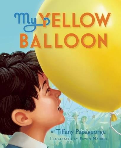 Book cover: child looking up at a large yellow balloon.