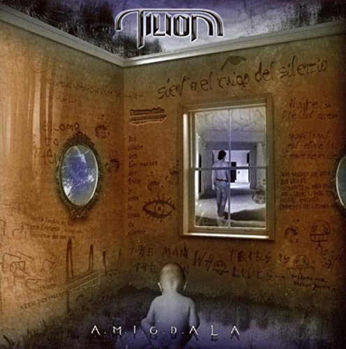 CD cover: room with writing on walls, figure facing a window.