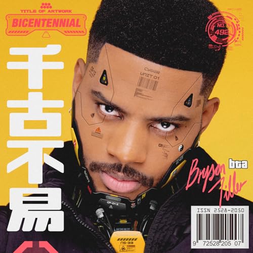 Bryson Tiller album cover featuring a portrait with cyberpunk-style facial augmentations.
