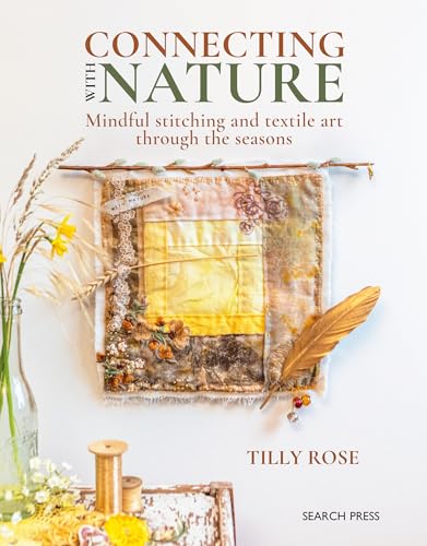Book cover featuring a textile art piece hanging from a twig with floral accents.