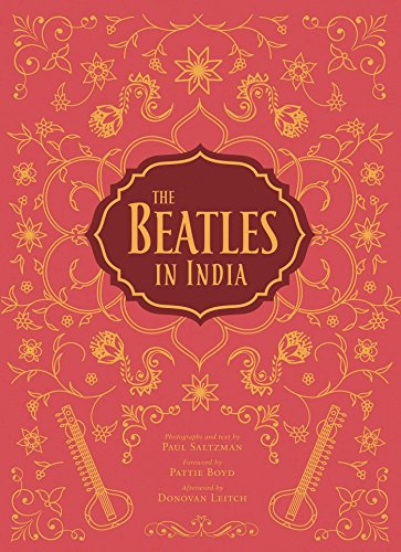 Book cover: “The Beatles In India” with ornate floral design.