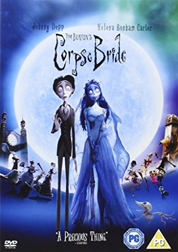 DVD cover for "Corpse Bride" featuring animated characters against a full moon background.