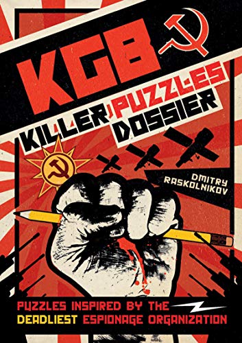 Red and white book cover with “KGB” text, a fist holding a pencil, and symbols.
