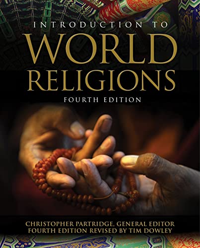 Book cover: "Introduction to World Religions," fourth edition, with hands and beads.